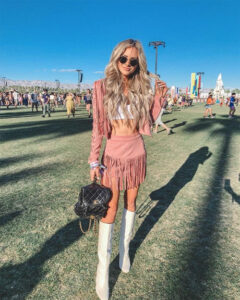Coachella amanda stanton pink fringe jacket skirt